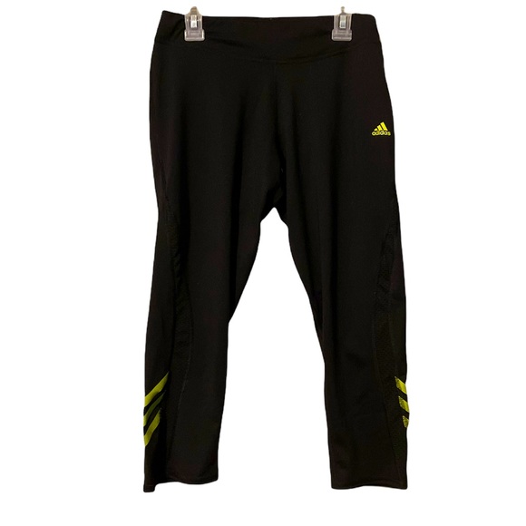 ⚡️5/$15⚡️Adidas / Climalite Black & Neon Yellow Tights | S - Picture 1 of 10